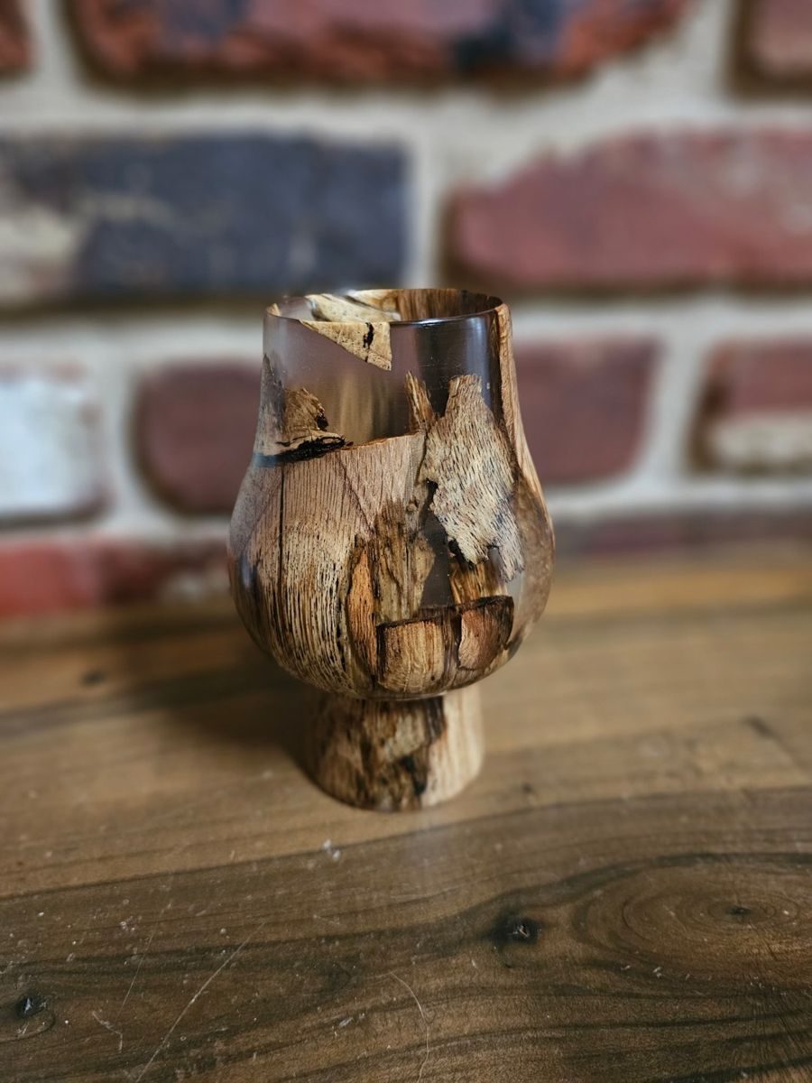 Spalted Tulip Sipper, tulip-shaped whiskey sipper